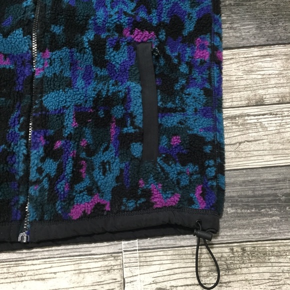 American Eagle Fleece Jacket Women’s S Full Zip Abstract Teal Black Zip Pockets - Picture 9 of 13